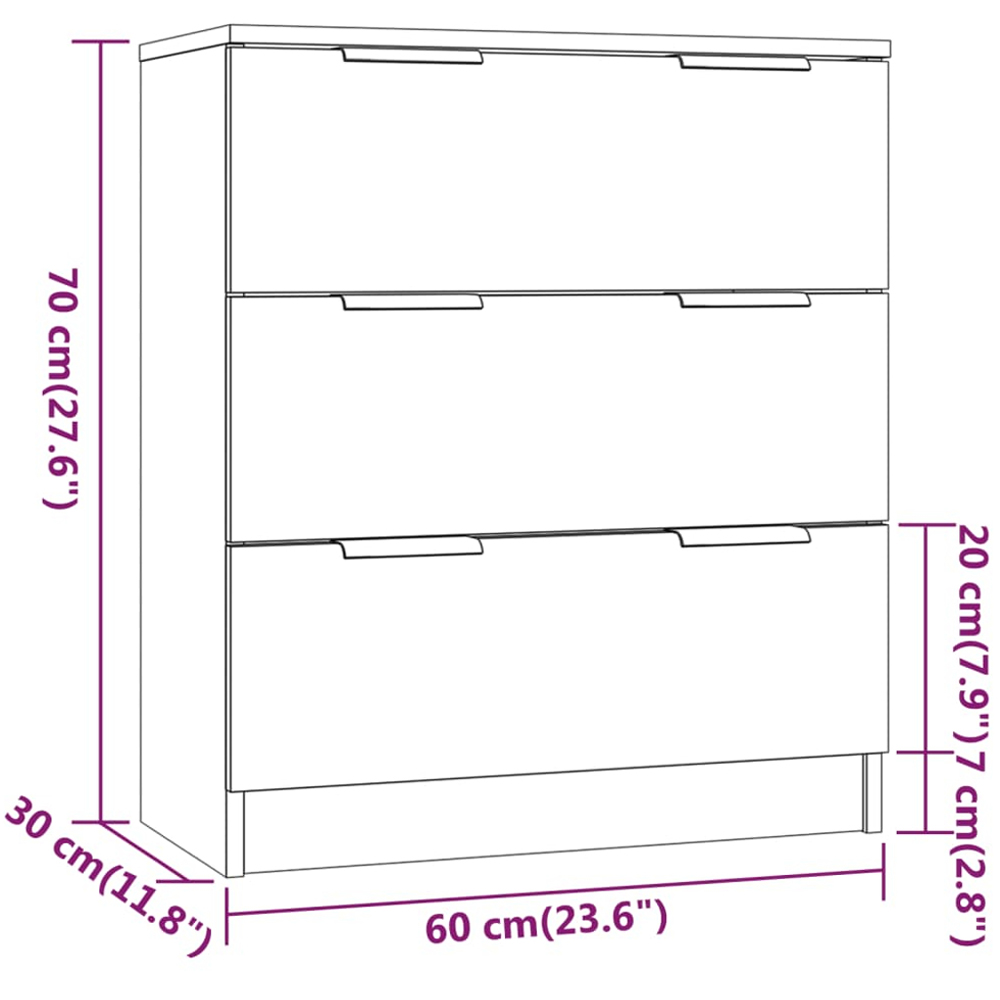 vidaXL 4 Door 3 Drawer White Sideboard 3 Piece Image 8