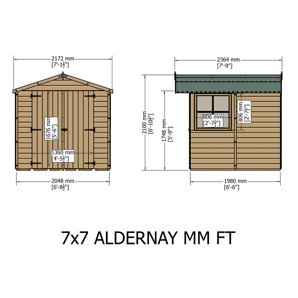 Shire Alderney 7 x 7ft Pressure Treated Tongue and Groove Shed Image 4
