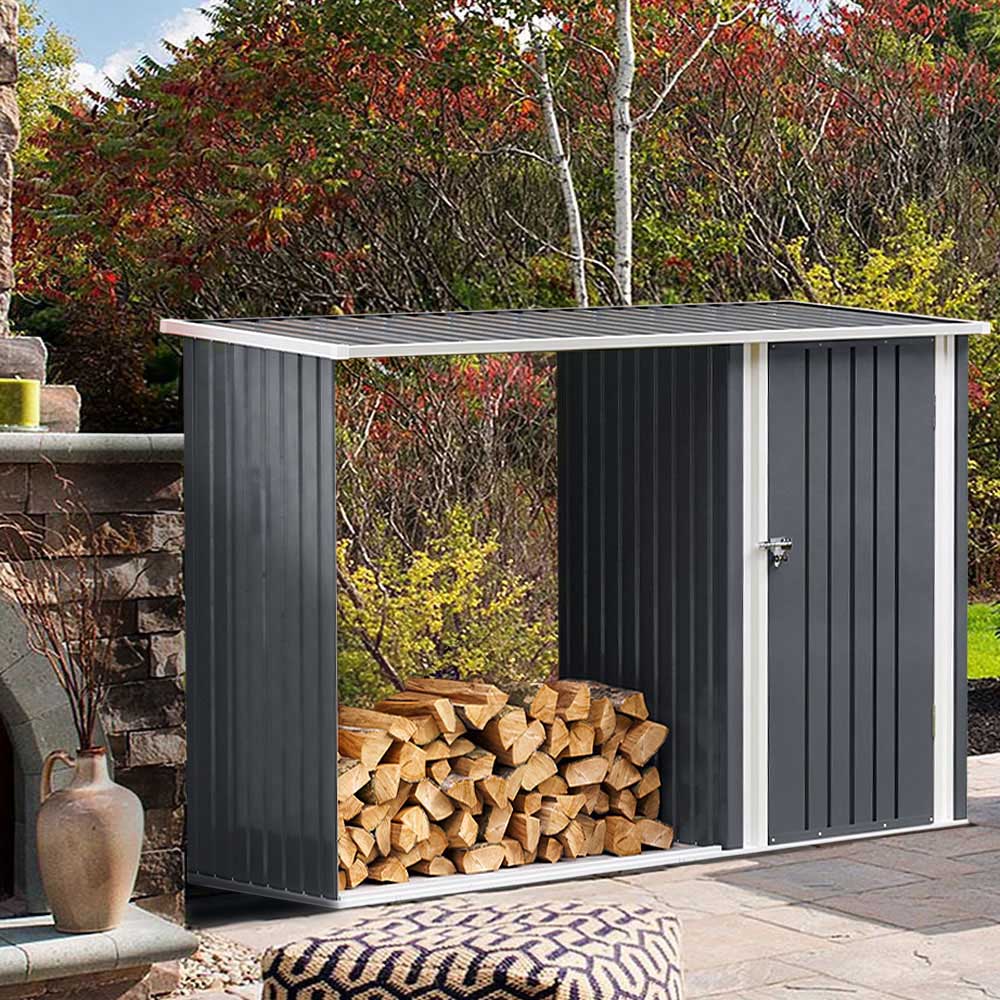 Living and Home 5.2 x 8.2 x 3.3ft Black Garden Storage Shed with Stacking Rack Image 7
