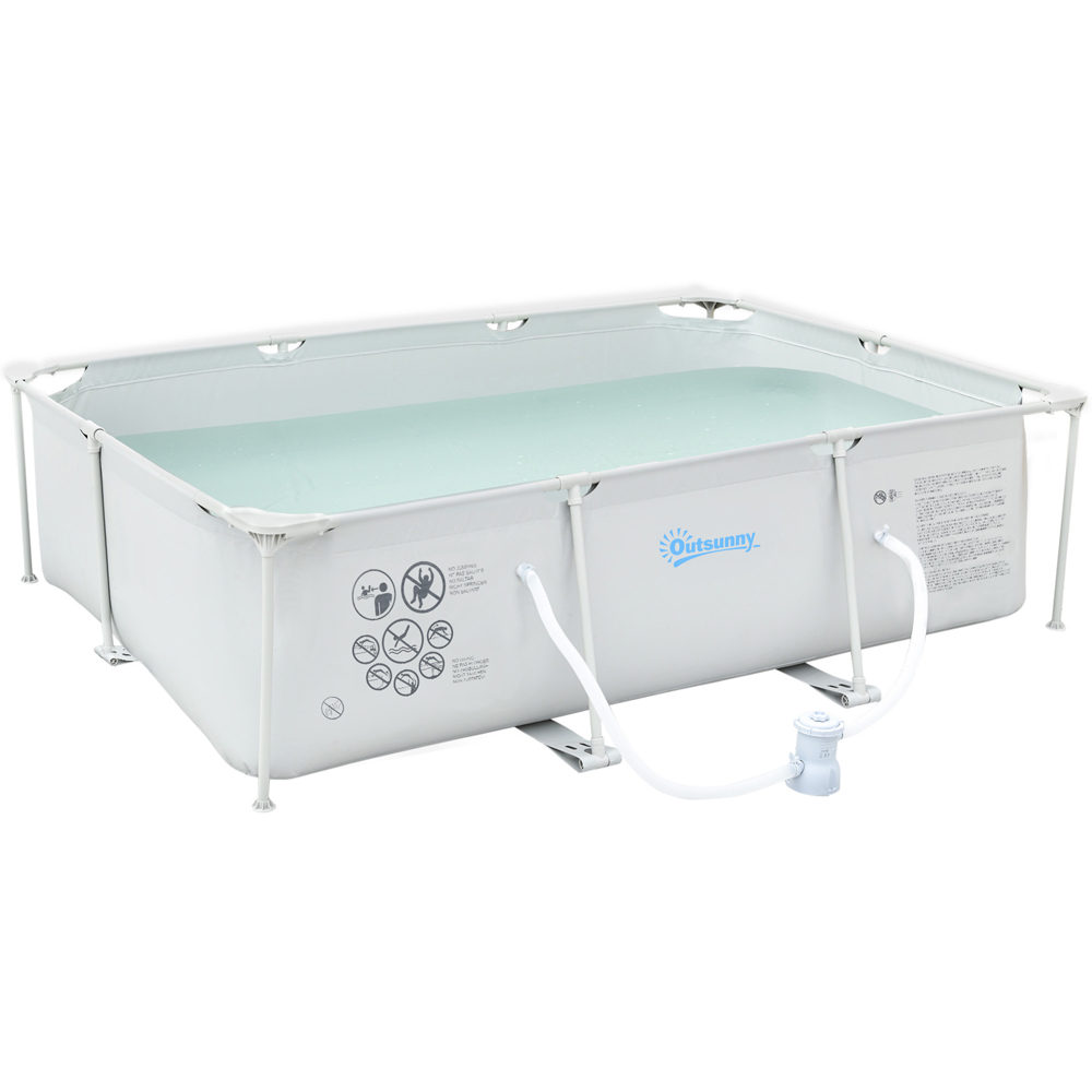 Outsunny Grey Rectangular Paddling Pool with Filter Pump 292cm Image 1