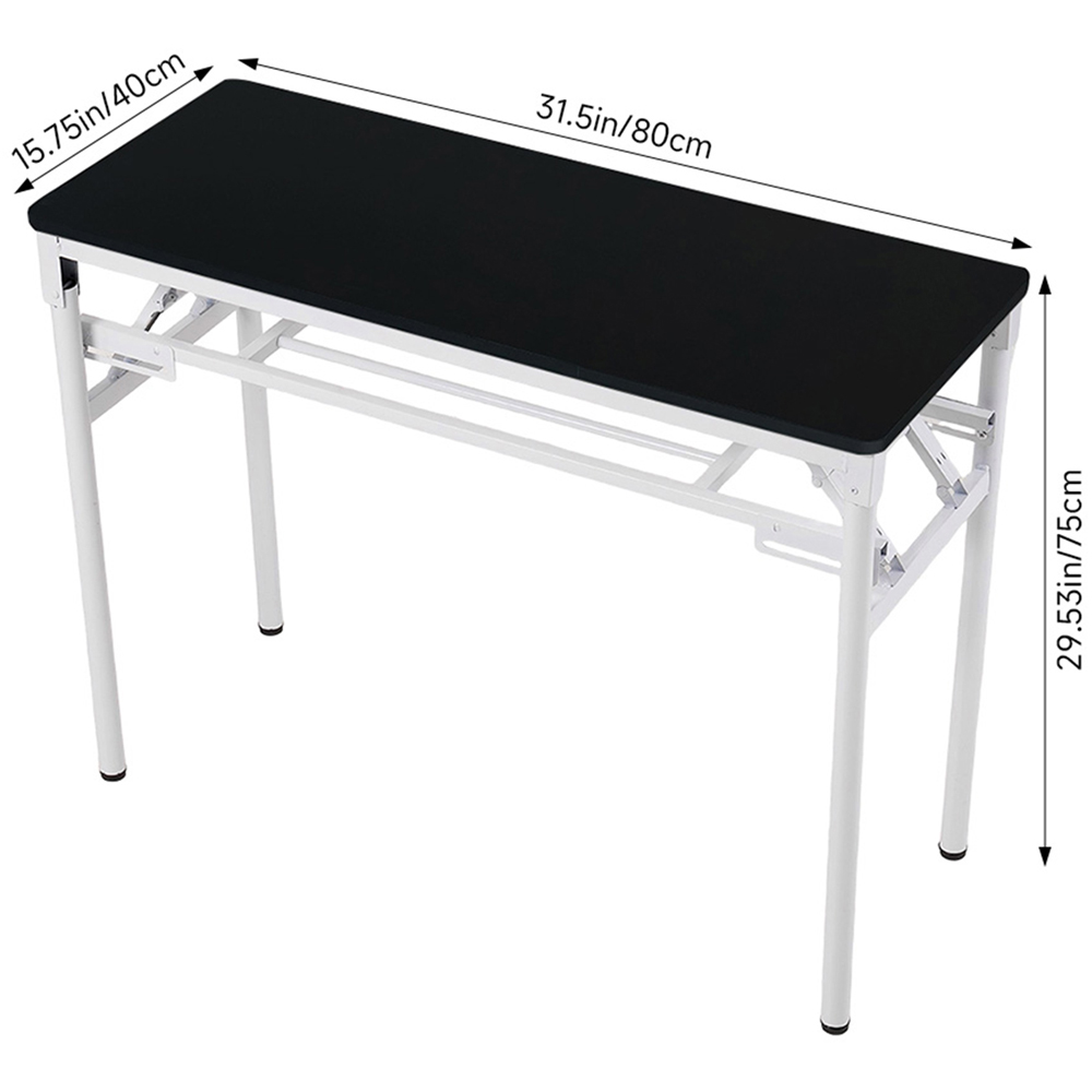 Living and Home Single Shelf Metal Frame Foldable Laptop Desk Black 80cm Image 9