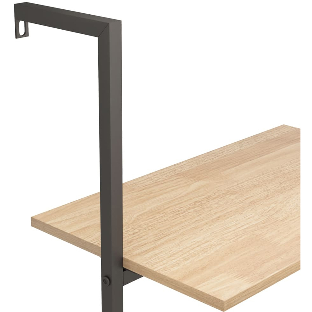 vidaXL 5 Shelf Light Brown Wood and Steel Leaning Bookcase Image 5