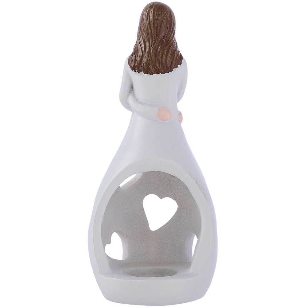 Living and Home White Resin Mother and Daughter Tealight Holder Image 4