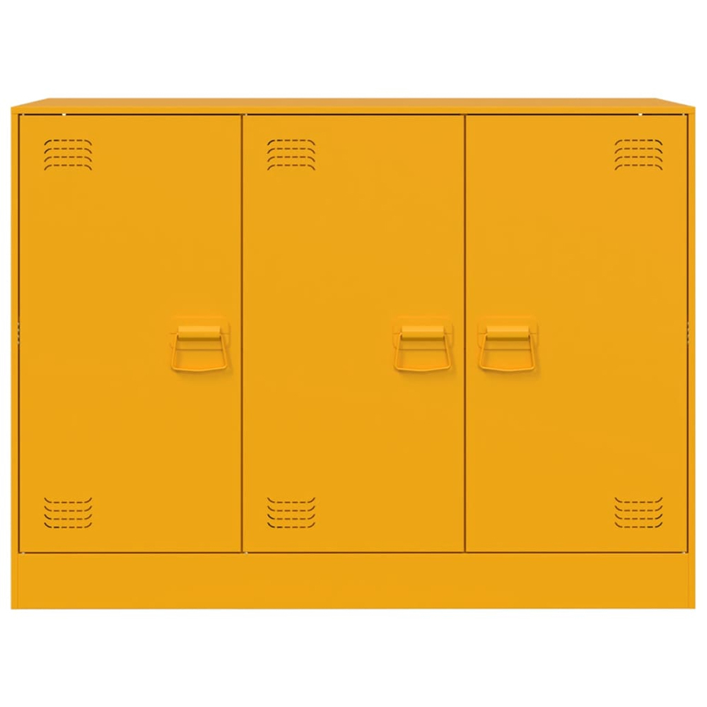 vidaXL 3 Door Mustard Yellow Metal Sideboard Image 6