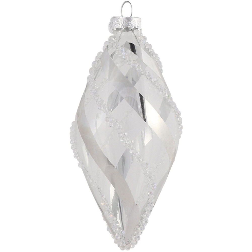 Clear Silver Swirl Embellished Bauble - Silver Image 3