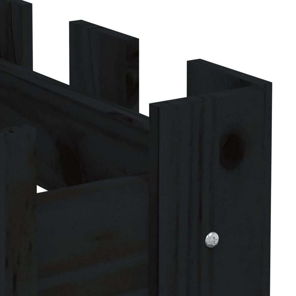 vidaXL Black Solid Pine Wood Fence Design Raised Garden Bed 200 x 30 x 30cm Image 6