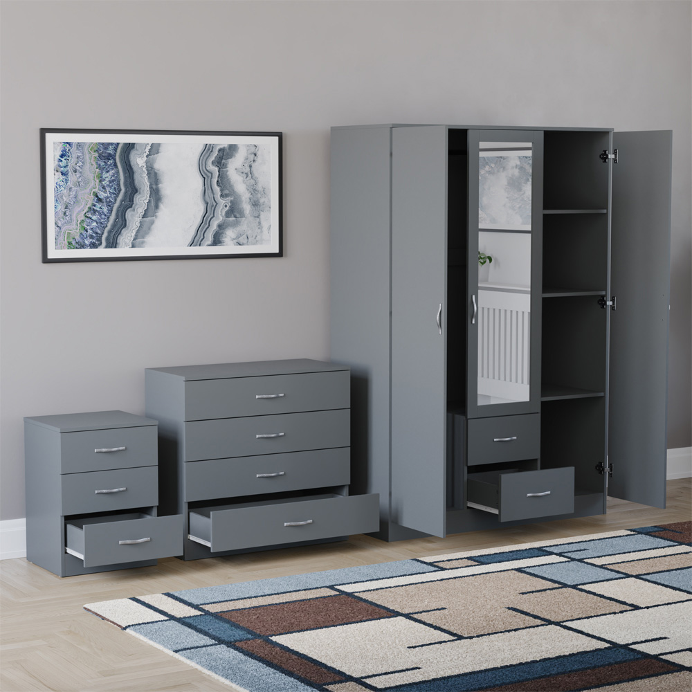 VIDA DESIGNS Riano Grey 3 Piece Bedroom Furniture Set Image 4