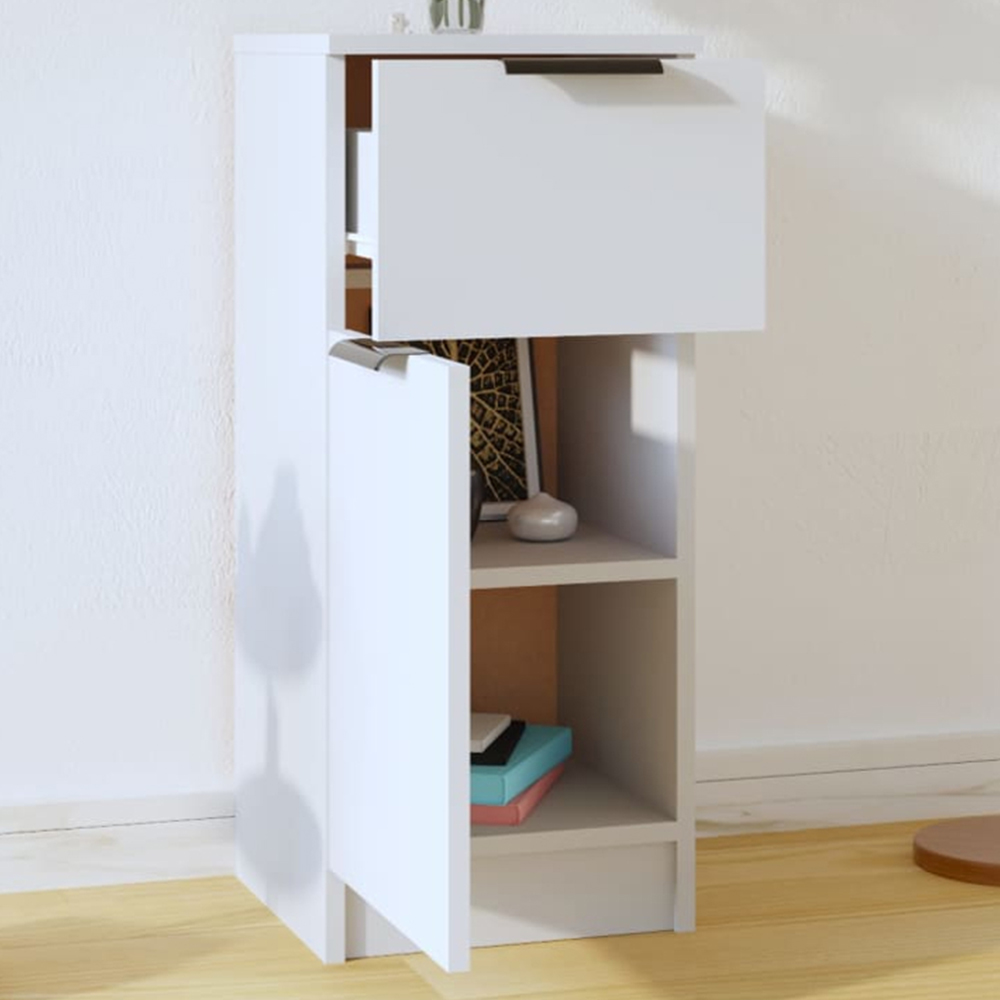 vidaXL Single Door Single Drawer White Sideboard Image 1