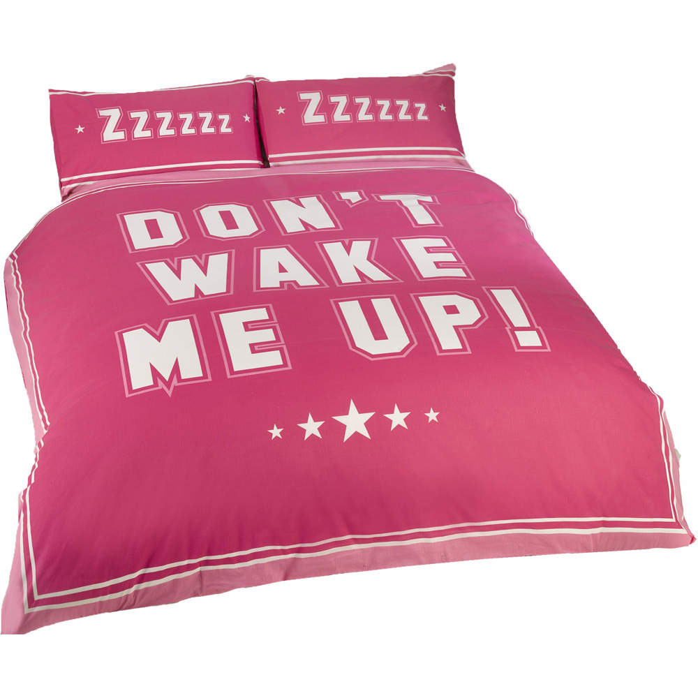 Rapport Home Don't Wake Me Up King Size Pink Duvet Cover Set Image 2