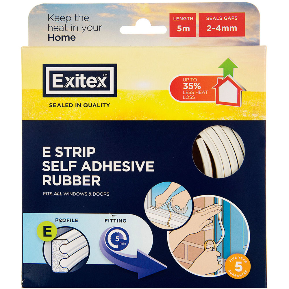 Exitex 5m E Strip Self Adhesive Rubber Draught Excluder Image