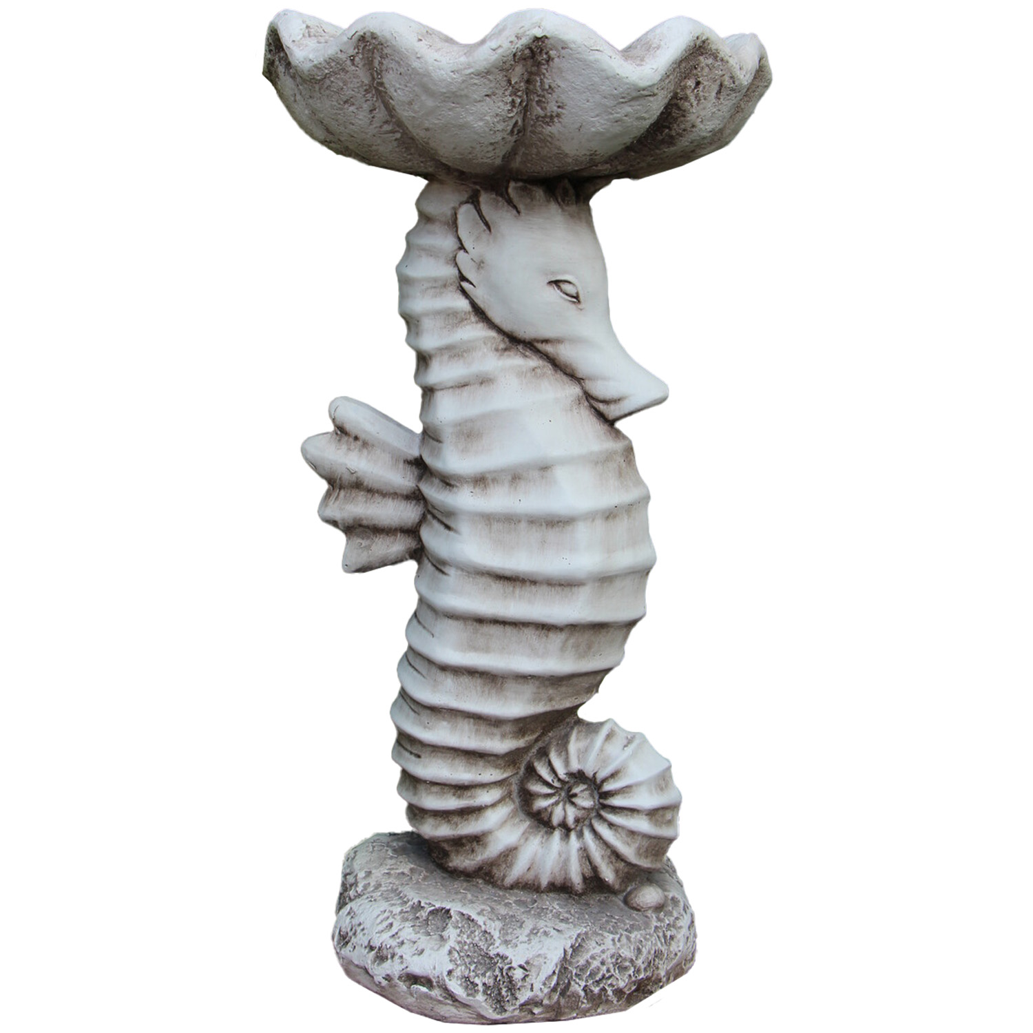 Seahorse Bird Bath - Stone Image 1