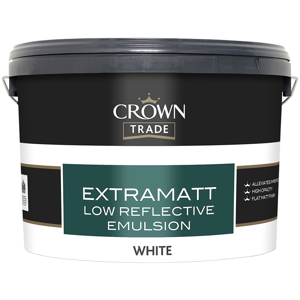 Crown Trade White Extramatt Low Reflective Emulsion Paint 10L Image 2