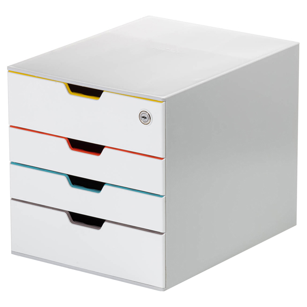 Durable Varicolor 4 Drawer Mix Safe Lockable Desktop Organiser Storage A4+ Image 1