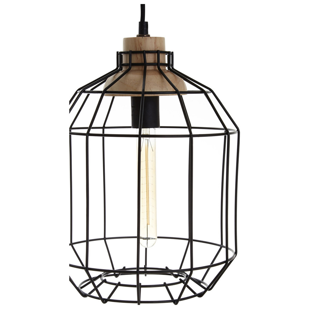 Premier Housewares Black Metal Wire Pendant Light Image 4