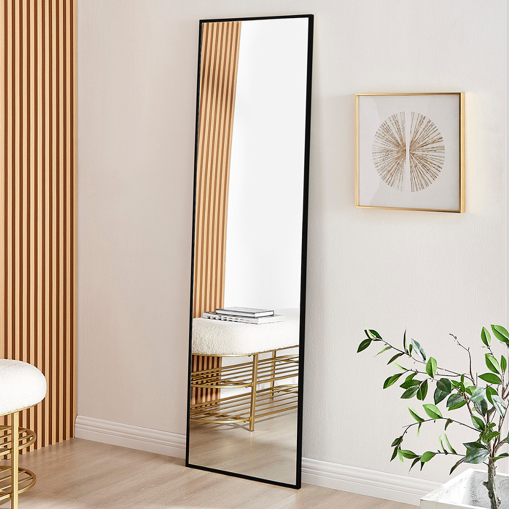Furniturebox Austen Rectangular Black Extra Large Metal Wall Mirror 170 x 50cm Image 9