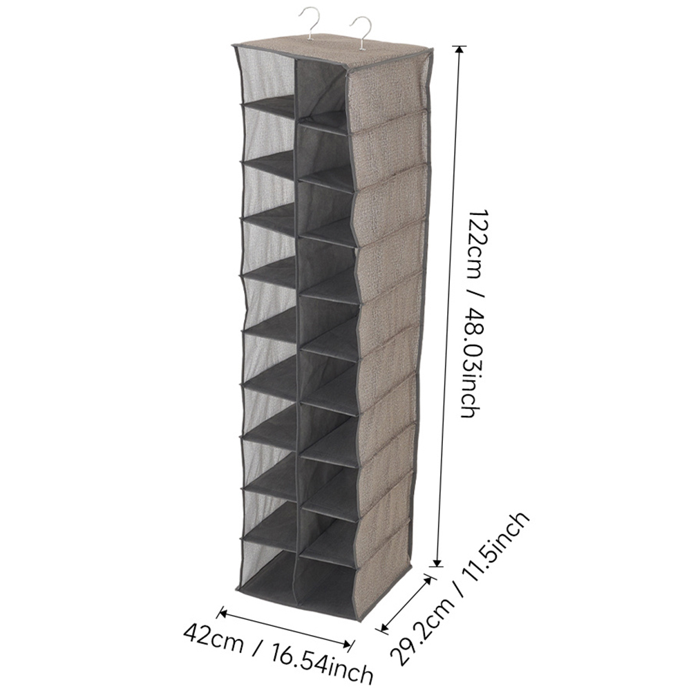H&O Direct 10 Tier Grey Hanging Shoe Organiser Image 5