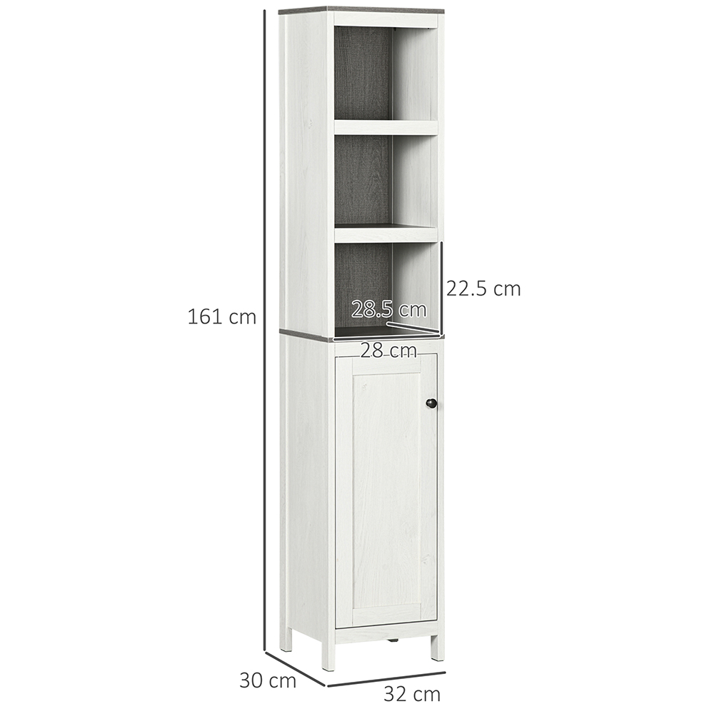 Kleankin White Single Door 3 Shelf Tall Floor Cabinet Image 3