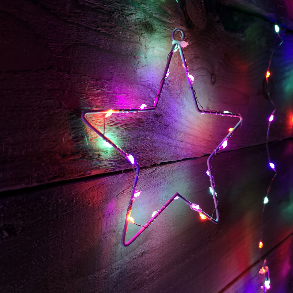 Premier 303 Rainbow LED Static Star Silver Pin Cable Curtain Light 1.2 x 1.2m Image 3
