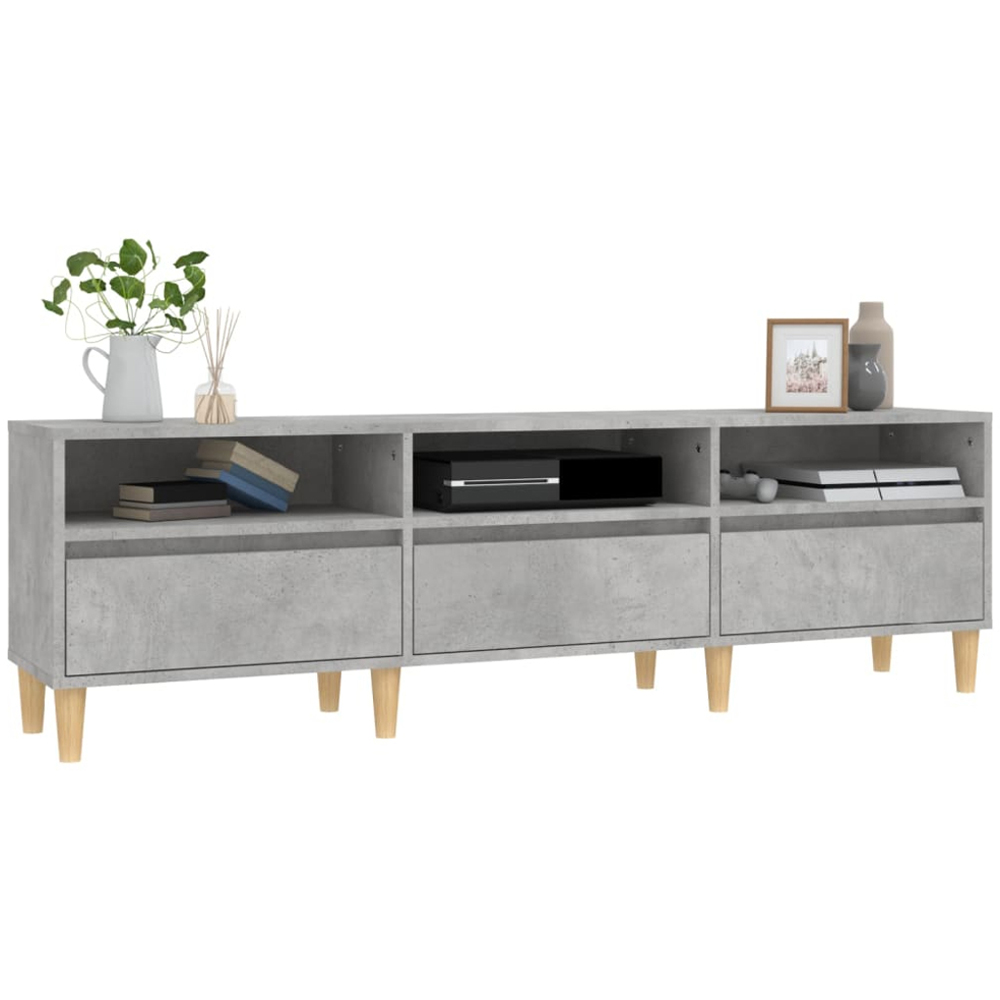vidaXL 3 Drawer 3 Shelf Concrete Grey TV Cabinet Image 3