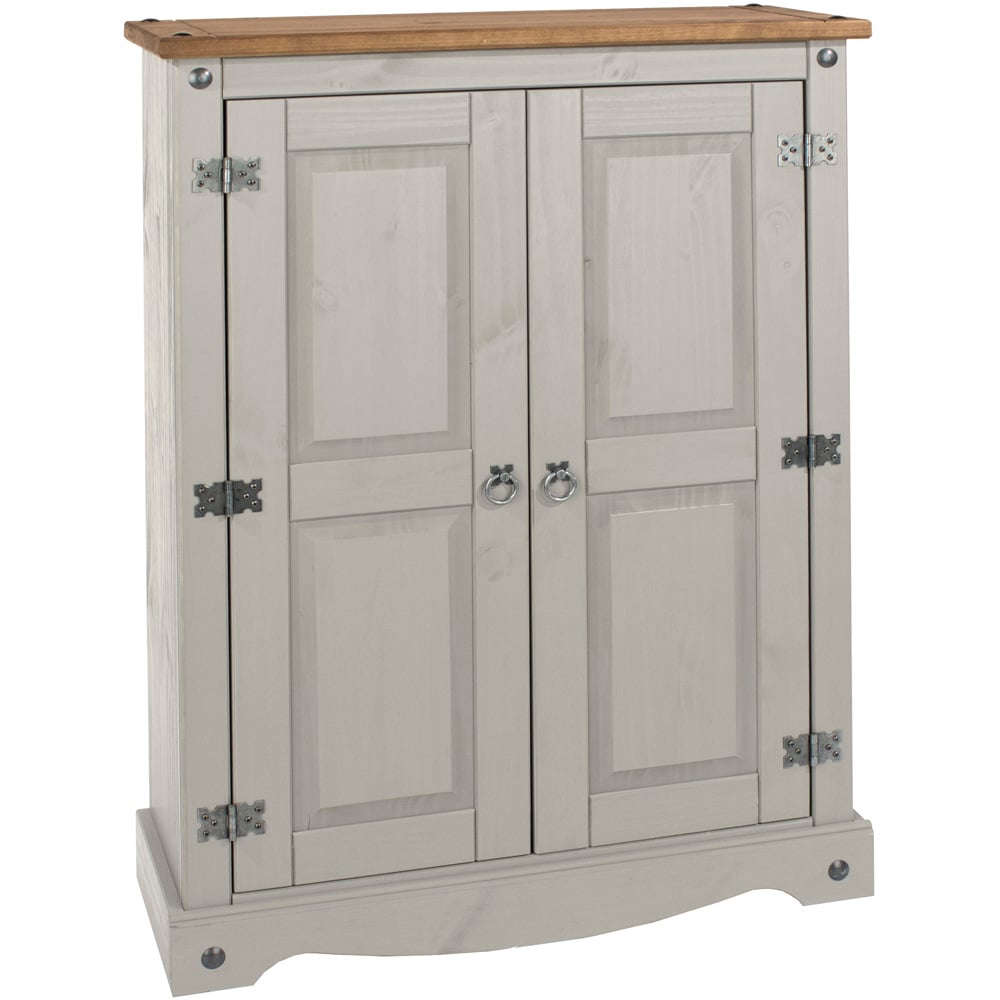 Corona 2 Door Grey Washed Wax Finish Cupboard Image 4