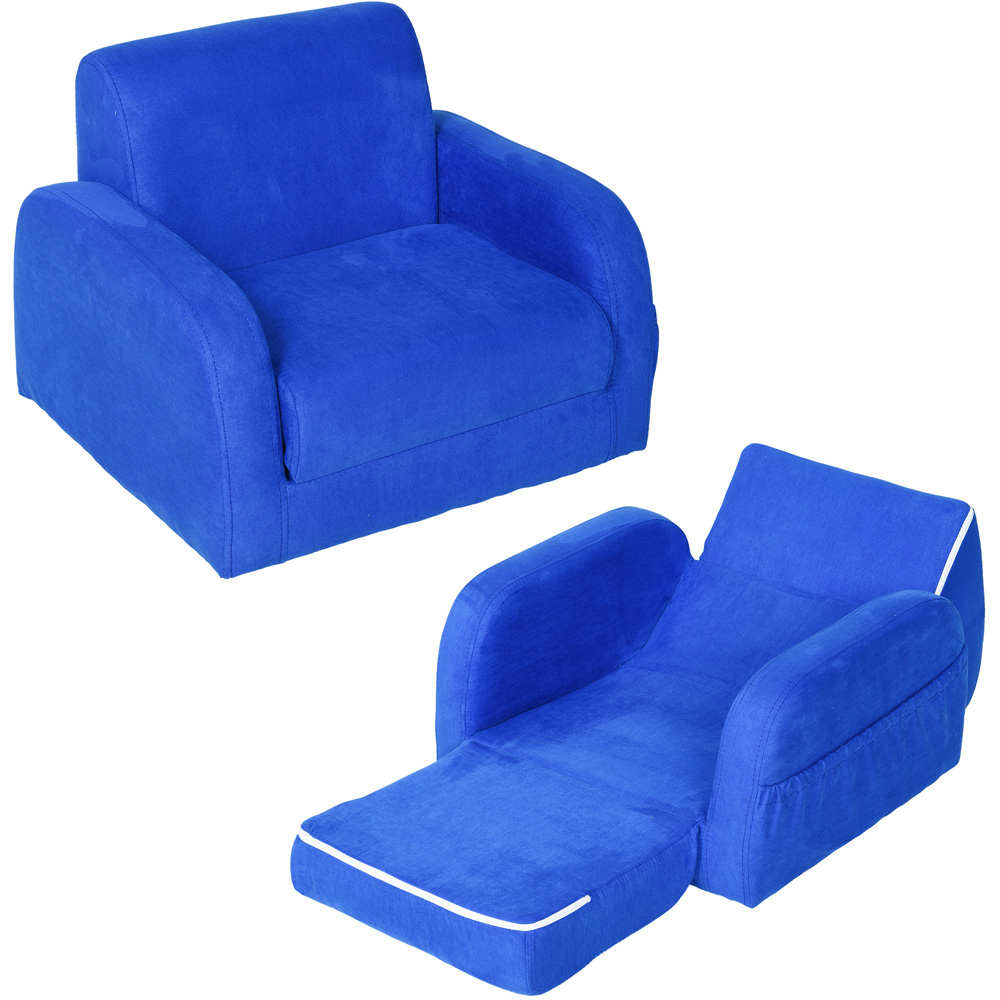 Tommy Toys 2 in 1 Blue Padded Wood Frame Kids Fold Out Armchair Image 2