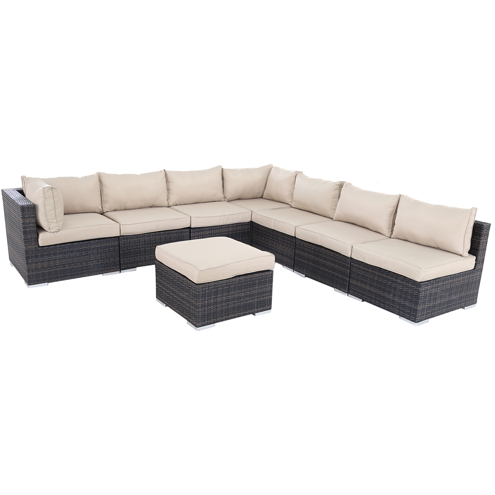 Furniture One 8 Seater Brown Rattan Garden Sofa Set Image 7
