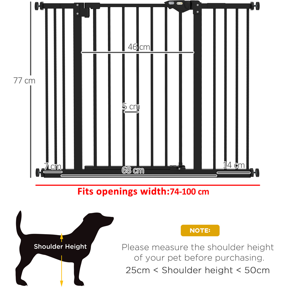 PawHut Black 74-100cm Pet Safety Gate Image 8