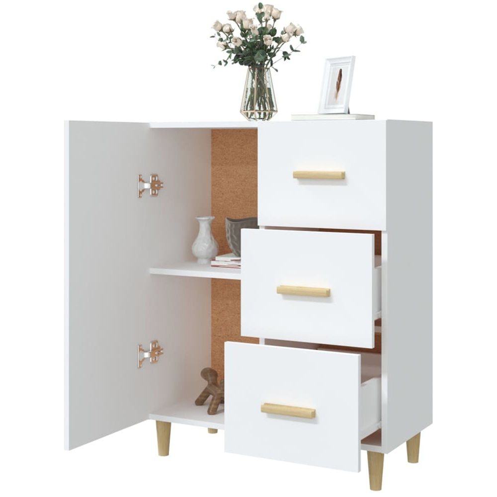 vidaXL Single Door 3 Drawer White Sideboard Image 4