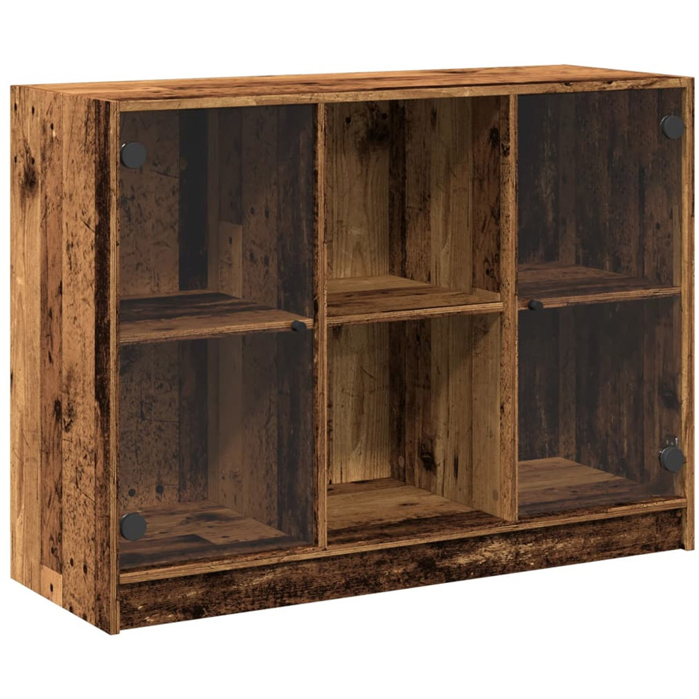 vidaXL 2 Glass Door 2 Shelf Old Wood Sideboard Image 2