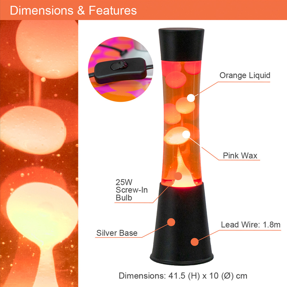 Global Gizmos Orange Liquid and Red Wax Lava Tower Lamp 16 inch Image 9