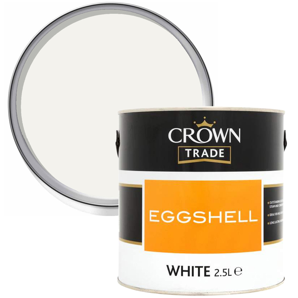 Crown Trade White Eggshell Paint 2.5L Image 1
