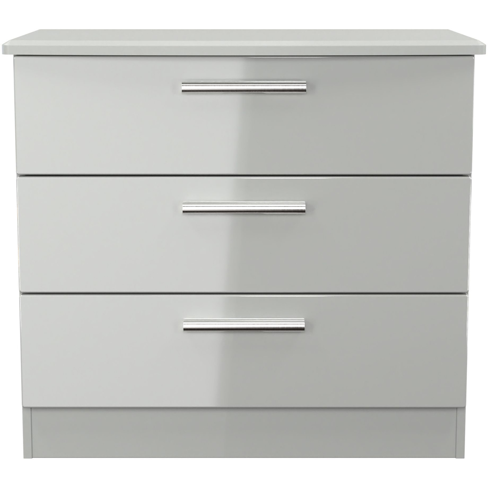 Crowndale Knightsbridge 3 Drawer Grey Gloss and Dusk Grey Chest of Drawers Ready Assembled Image 2