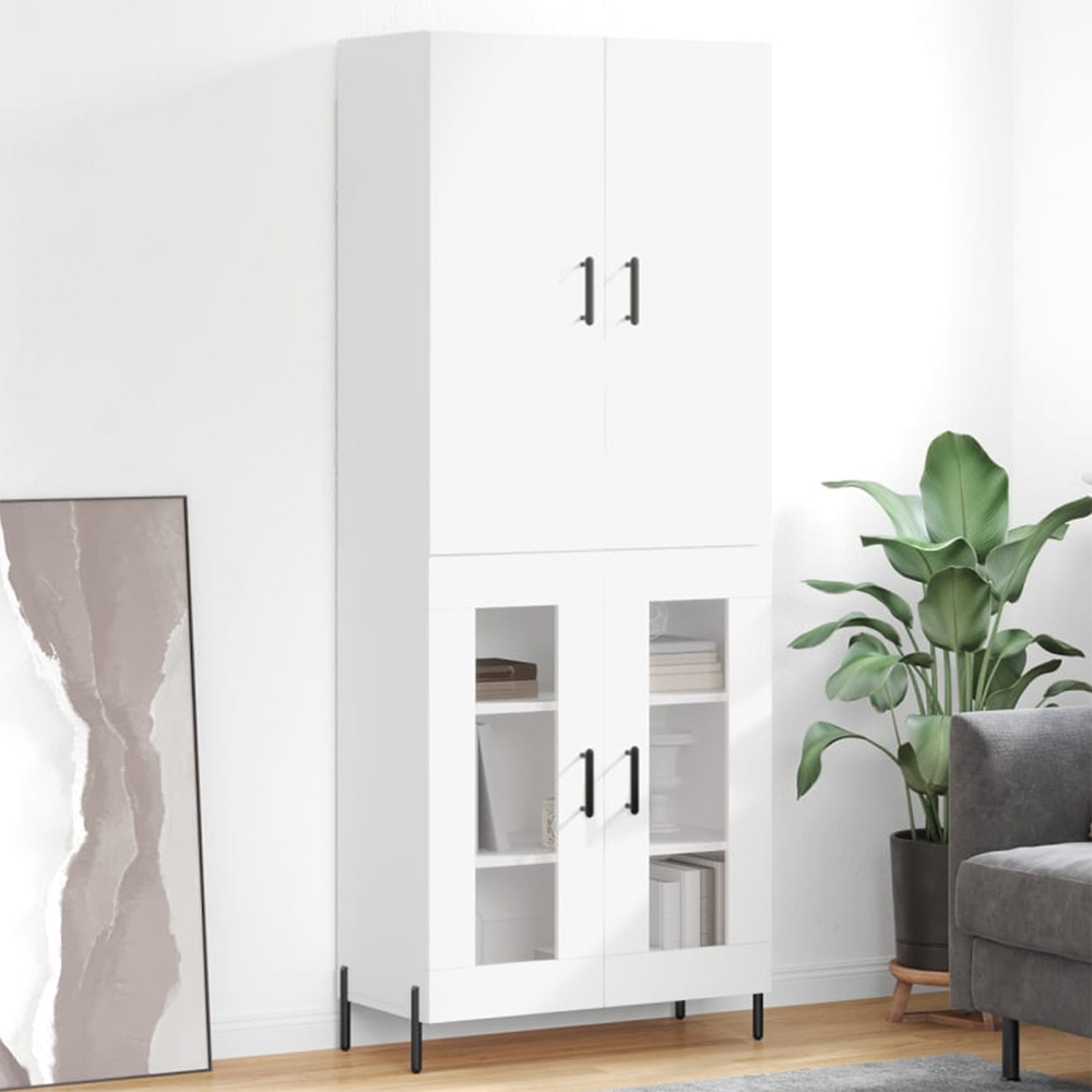 vidaXL 4 Door White Highboard Image 1