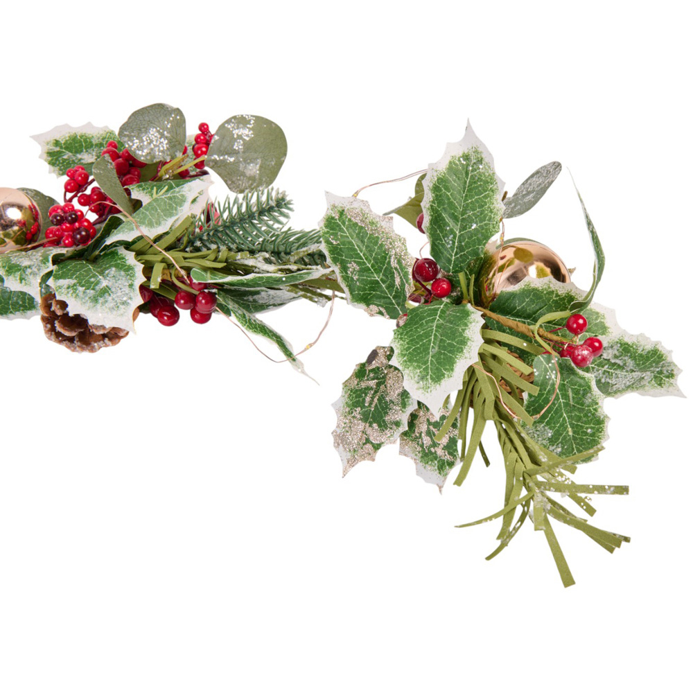 Red Bauble and Holly LED Christmas Garland Image 3