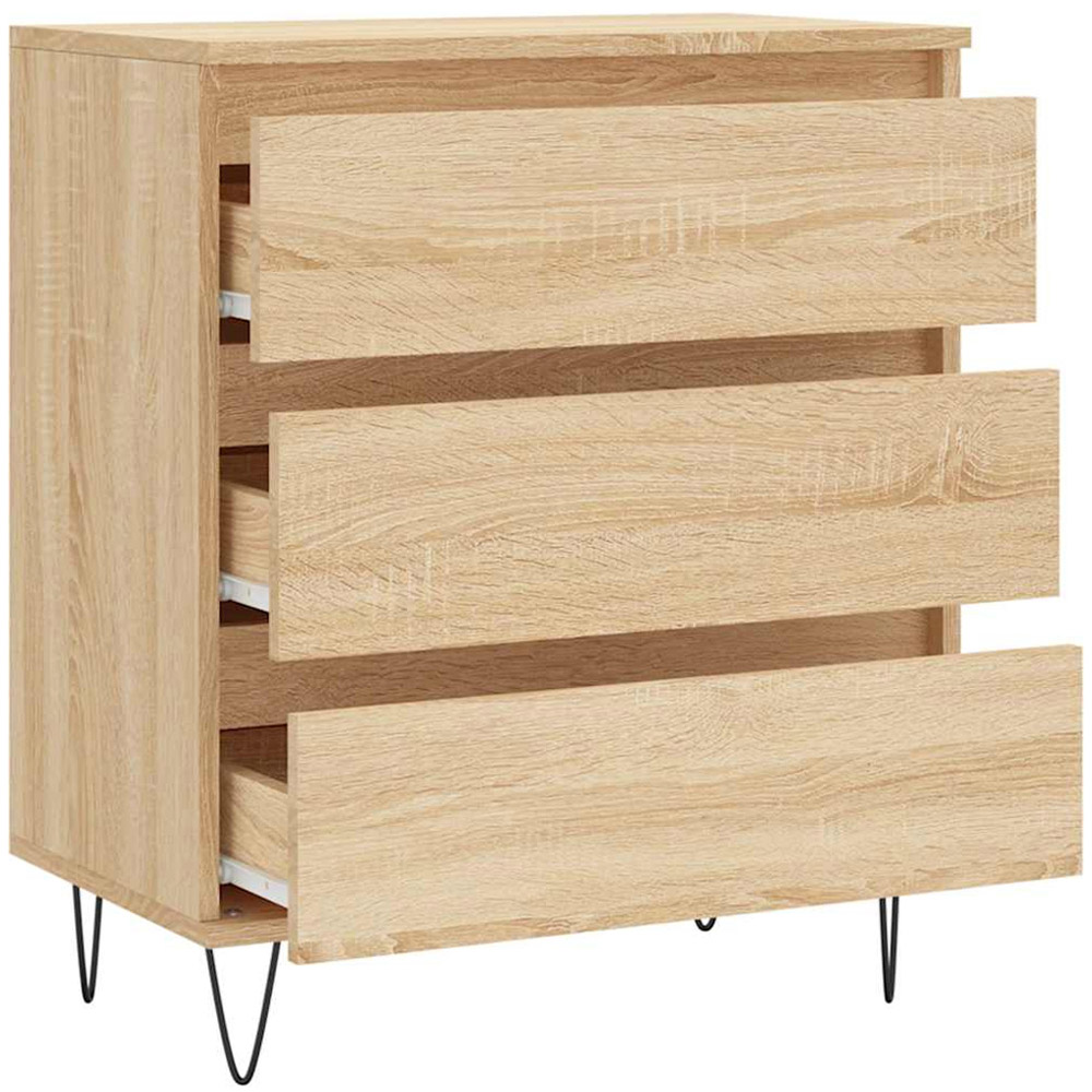 vidaXL 3 Drawer Sonoma Oak Small Sideboard Image 6