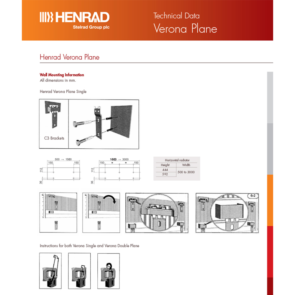 Henrad by Stelrad Verona Single Plane White Radiator 592 x 1000mm Image 5