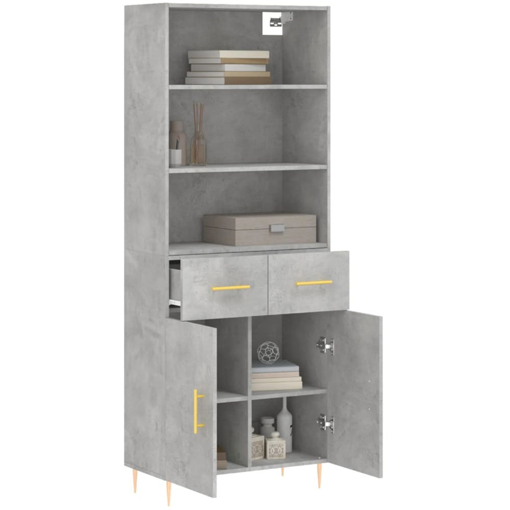 vidaXL 2 Door 2 Drawer 3 Shelf Concrete Grey Highboard Image 3