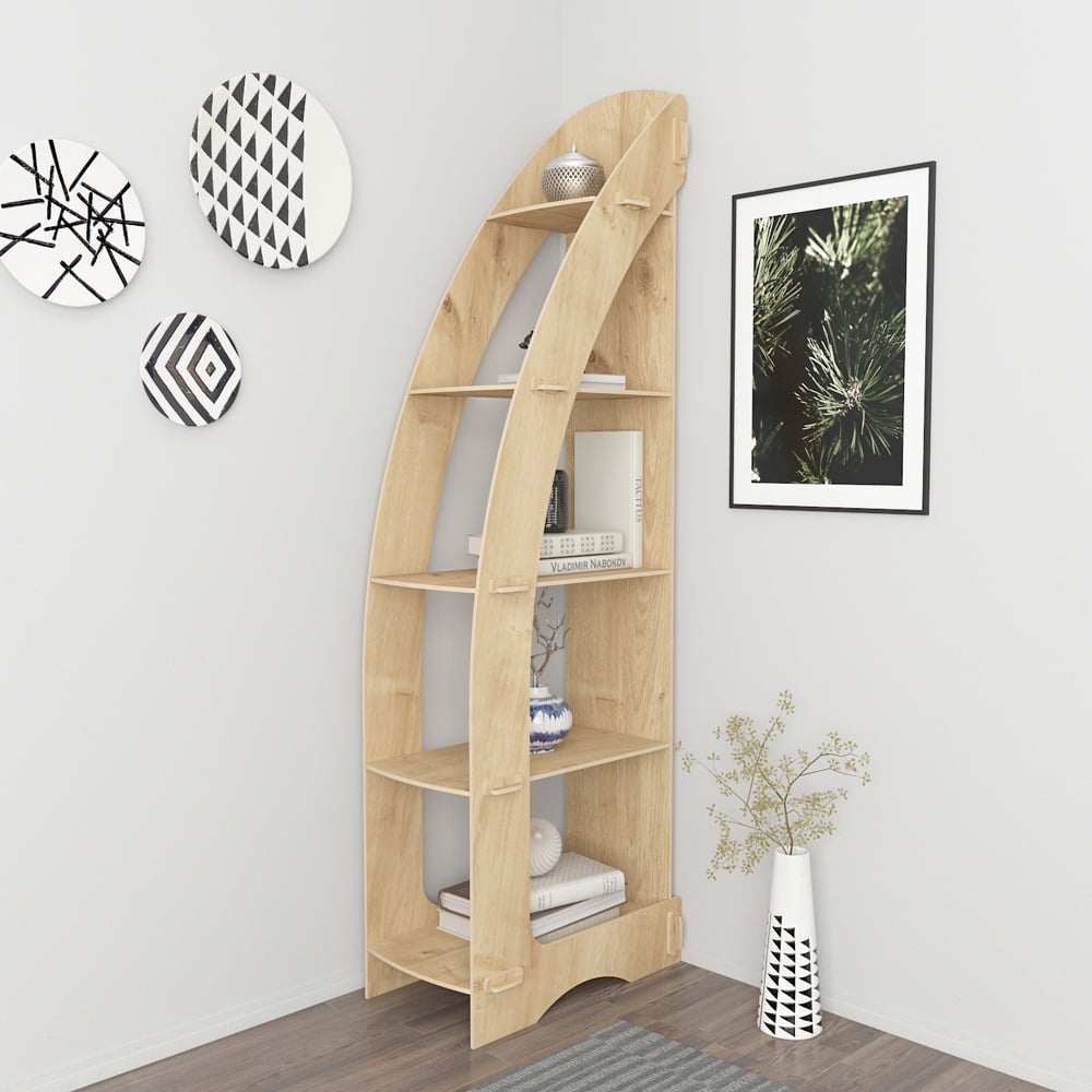 Decorotika Orsa 5 Shelf MDF Corner Bookcase Image 4