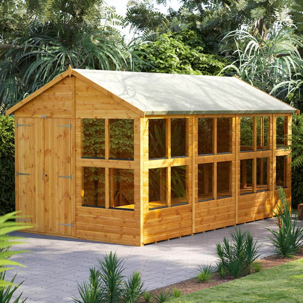 Power 14 x 8ft Apex Potting Shed with Double Doors Image 2