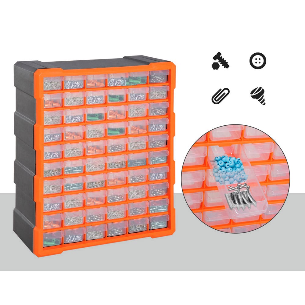 DURHAND 60 Drawer Orange Storage Organiser Image 5