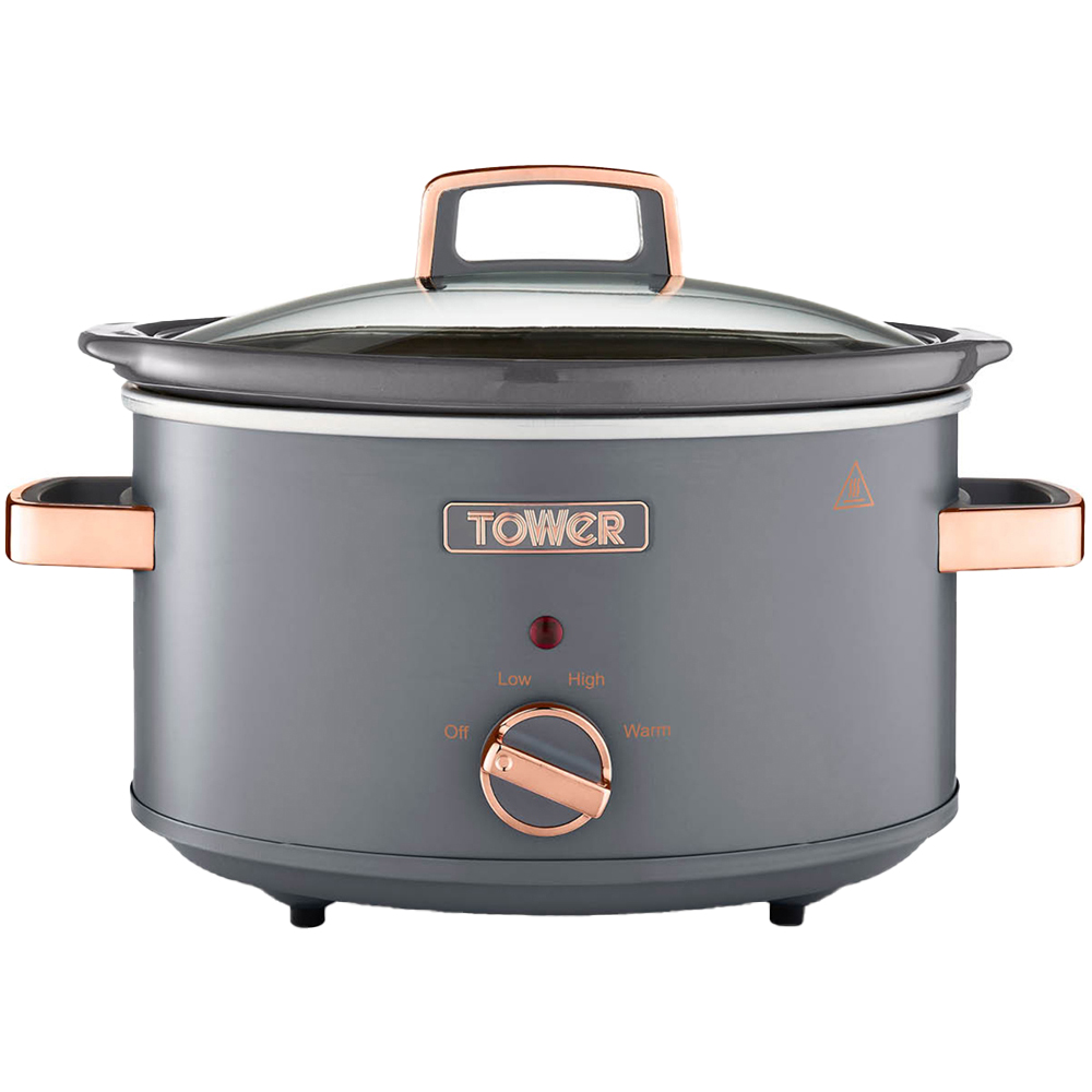 Tower T16042GRY Cavaletto Grey and Rose Gold Slow Cooker 3.5L Image 1