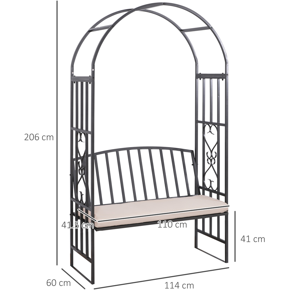 Outsunny 2 Seater 7 x 2 x 4ft Arched Arbour with Trellis Sides Image 7