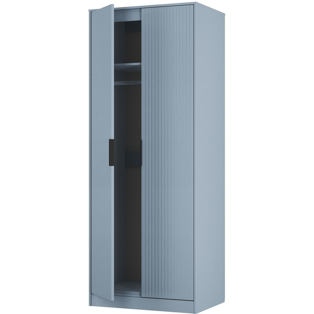 Crowndale Fluted 2 Door Denim Blue Tall Wardrobe Ready Assembled Image 6
