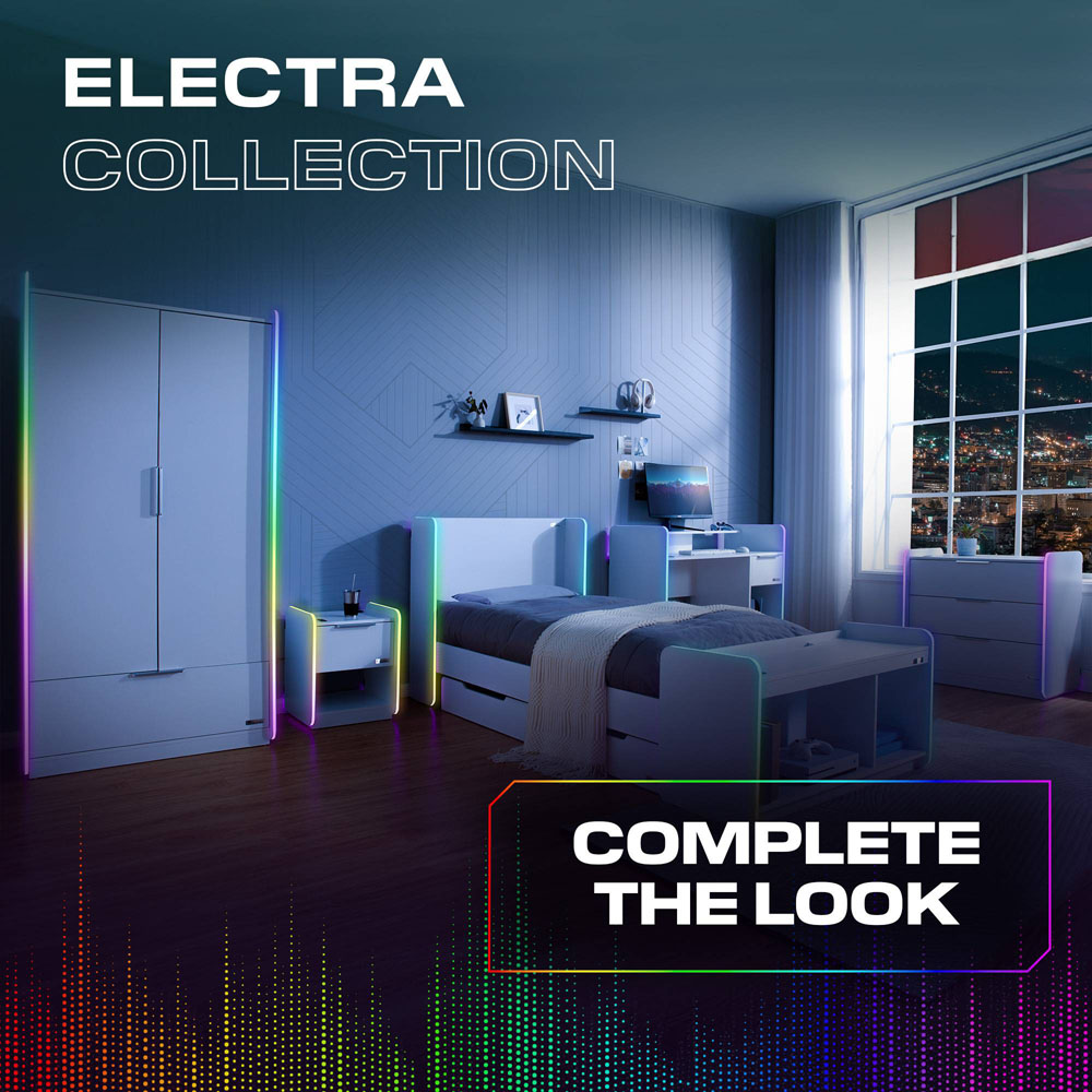 X Rocker Electra 3 Drawer White Chest of Drawers with Neo Motion Sync App Controlled LED Light Image 7