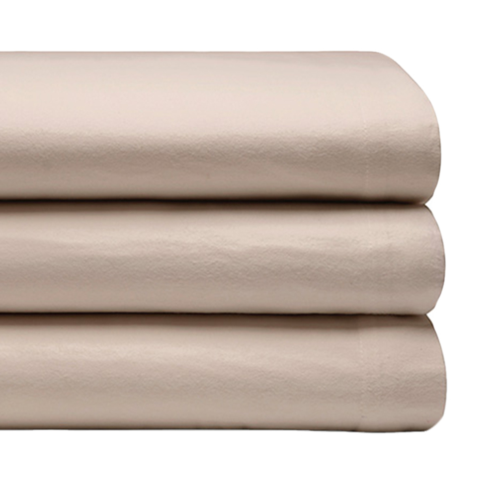 Serene Double Cream Brushed Cotton Flat Bed Sheet Image 3