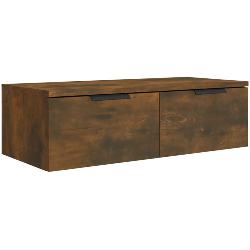 vidaXL 2 Drawer Smoked Oak Wall Mounted Cabinet Image 2