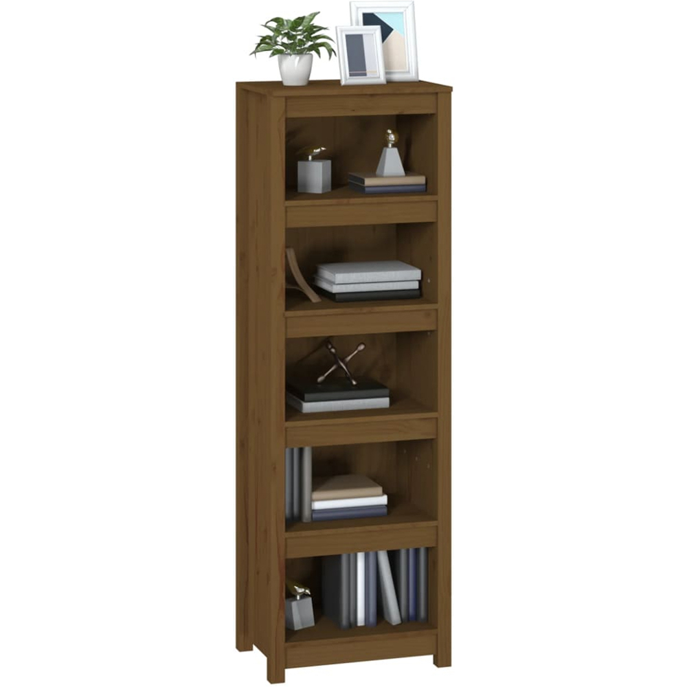 vidaXL 5 Shelf Honey Brown Solid Pine Wood Bookcase Image 4