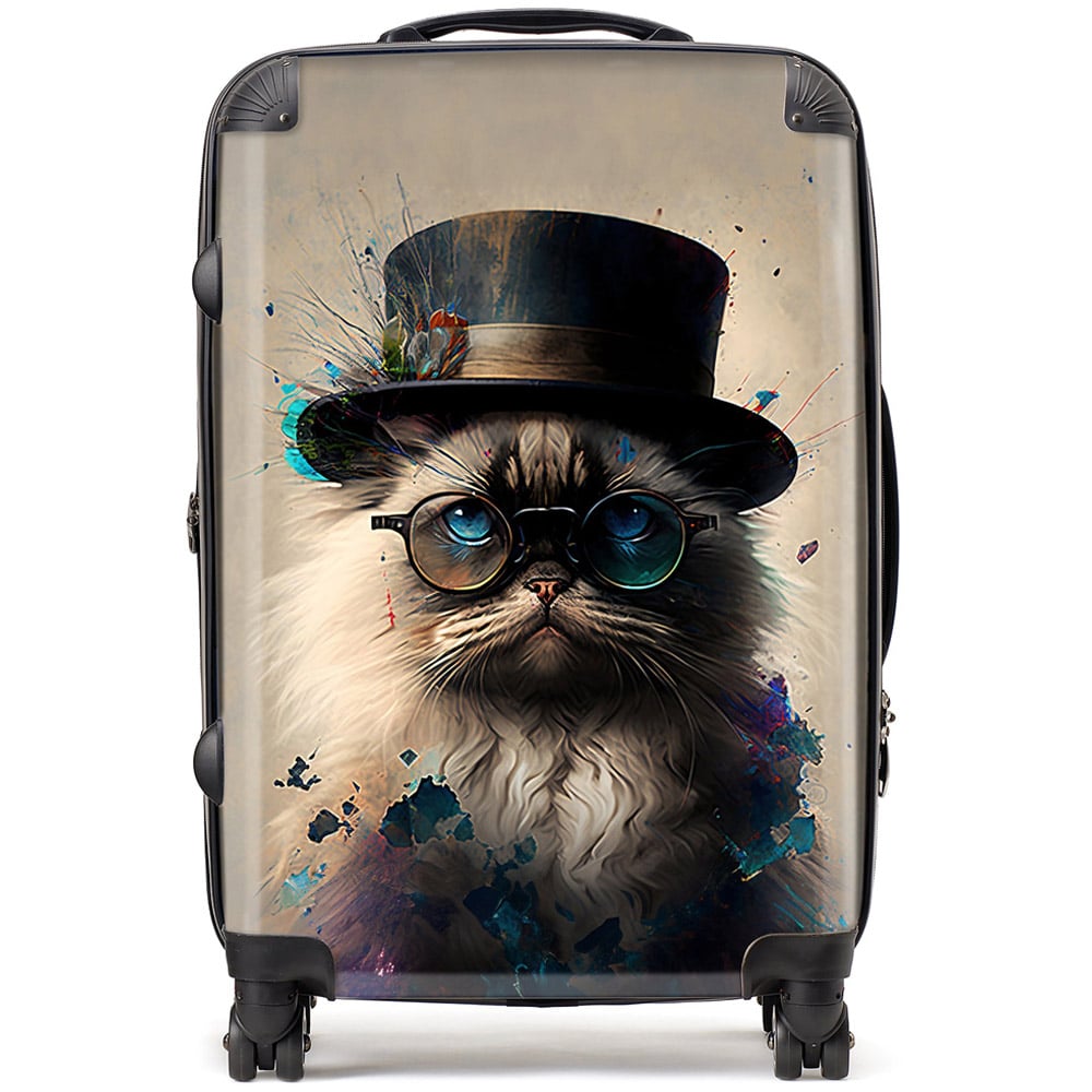 Warren Reed Designer Medium Splashart Ragdoll Cat with Glasses Suitcase Image 1