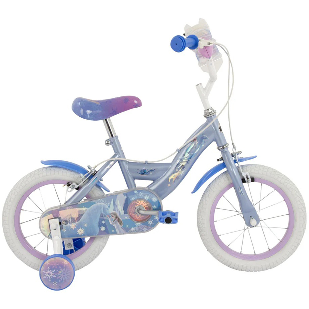 Huffy Disney Frozen Kids 14 inch Blue Bike with Stabilisers and Snowflake Bubble Maker Image 3