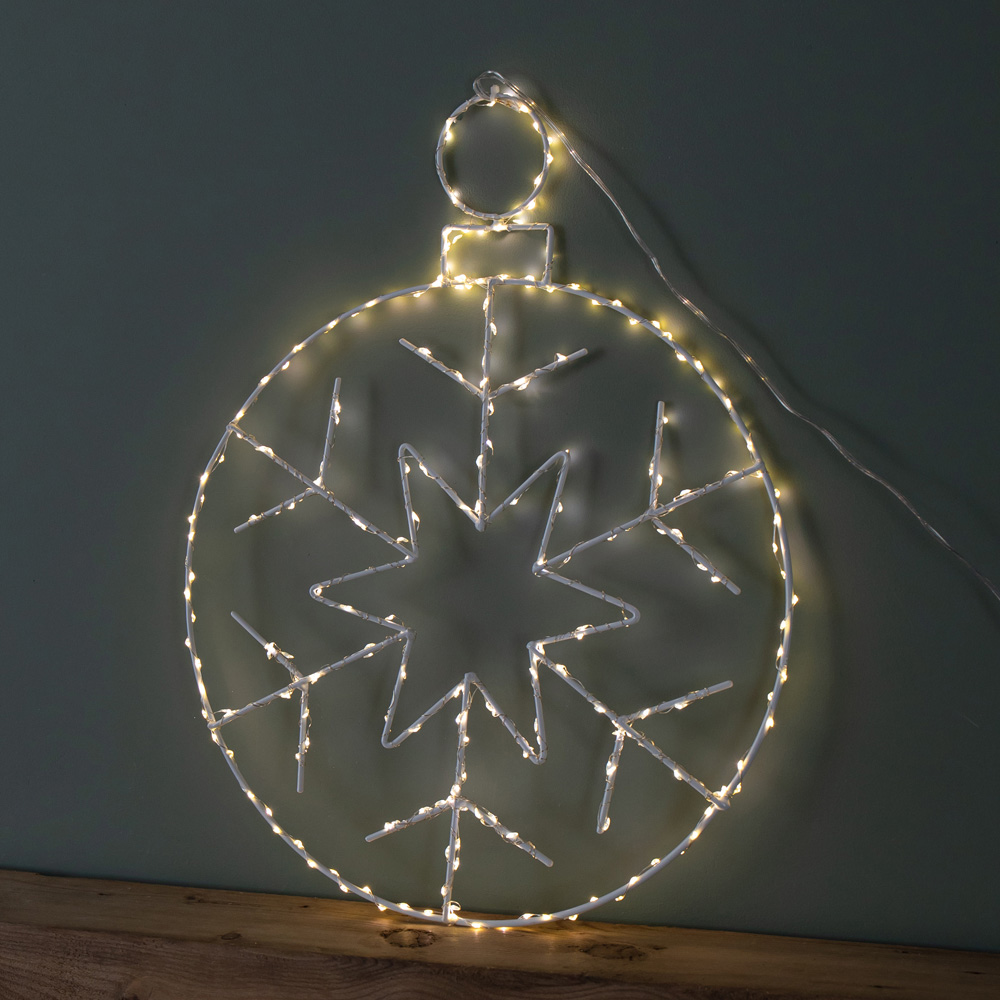 Samuel Alexander Warm White LED Light Up Snowflake Bauble Hanging Christmas Decoration Image 5